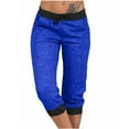 thumbnail image 1 of Penkiiy Women's Summer High Waisted Solid Color Matching Slim Fitting Yoga Gym Pants L Blue, 1 of 7