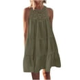 thumbnail image 1 of Penkiiy Women's Summer Hollow Out Halter Dresses Casual Sleeveless A-Line Tiered Swing Sundress Beach Vacation Mini Dress S Army Green, 1 of 9