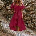 thumbnail image 1 of Penkiiy Women's Summer V-Neck Dress | Cotton-Like Linen Blend, Lightweight & Breathable | Trendy Casual & Vacation Essential 2XL Wine, 1 of 6