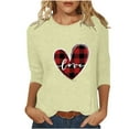 thumbnail image 1 of Penkiiy Women's Valentine's Day Fashion Printed T-shirt 3/4 Sleeves Blouse Round Neck Casual Tops XL Khaki, 1 of 5