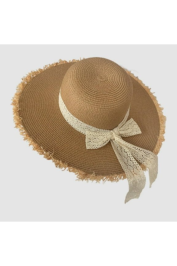 Women's Wide Brim Straw Hat UPF 50+ Sun Protection - Summer Beach Vacation Essential, Adjustable Boho Chic Hat for Outdoor, Travel & Fashionable Beach Accessories