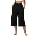 thumbnail image 1 of Penkiiy Womens 22" Wide Leg Capri Pants Yoga Legging High Waist Cropprd Pants with Pockets, 1 of 7