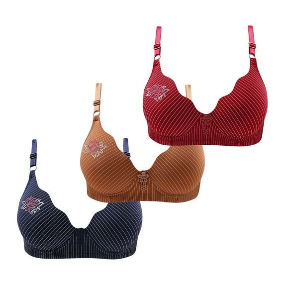 Penkiiy Womens 3 Pack Sports Bras No Underwire Push up Comfy Bra Solid Color Seamless Plus Size Sleep Bra Top Everyday Blue