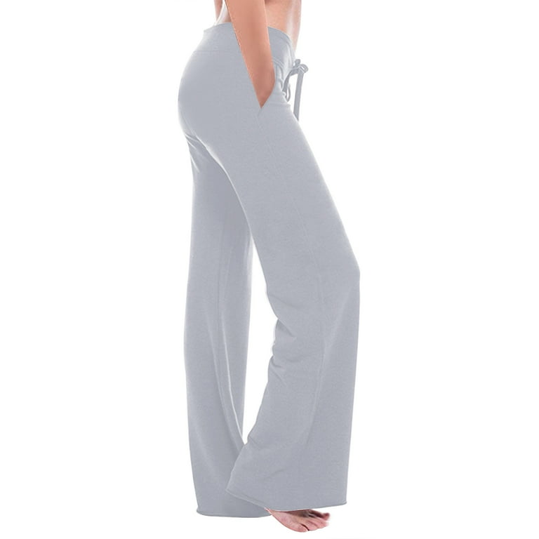 Penkiiy Womens Flare Pants Yoga Leggings High Waisted Lace up Bell Bottom Pants Bootcut Sweatpants with Pockets Walmart