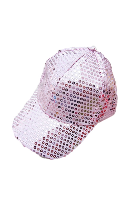 Womens Glitter Sequin Cap - Elastic Fit Baseball Hat Unisex-Adult Baseball Adjustable Caps Baseball Party Hat Pink