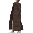 thumbnail image 1 of Penkiiy Womens Hooded Long Quilted Coat Maxi Length Long Sleeve Puffer Jacket Warm Padded Coat Thick Winter Outerwear 2XL Brown, 1 of 4