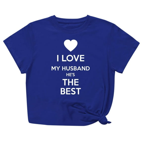 Penkiiy Womens I Love My Husband Tshirt Cute Relationship Married Tee Blue