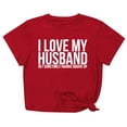 thumbnail image 1 of Penkiiy Womens I Love My Husband Tshirt Cute Relationship Married Tee Red, 1 of 7