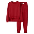 thumbnail image 1 of Penkiiy Womens Loose Oversized Pockets Solid Color Top Womens Long Sleeved Hoodie Plush Casual Set S Red, 1 of 4
