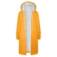 thumbnail image 1 of Penkiiy Womens Medium Long Plush Sweatshirt Insert Bag Hooded Zipper Windbreaker Coat Long Sleeve Solid Winter Warm Overcoats M Orange, 1 of 6