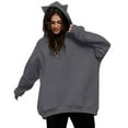 thumbnail image 1 of Penkiiy Womens Oversized Ears Hoodies Casual Long Sleeve Fleece Sweatshirts Pullover Sweaters Teen Girls Preppy Tops Clothes L Dark Gray, 1 of 5