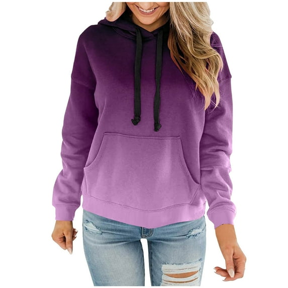 Penkiiy Womens Pullover Hoodie Sweatshirts Casual Tunic Tops Kangaroo Pocket Shirts Tie Dye Print 3XL Purple