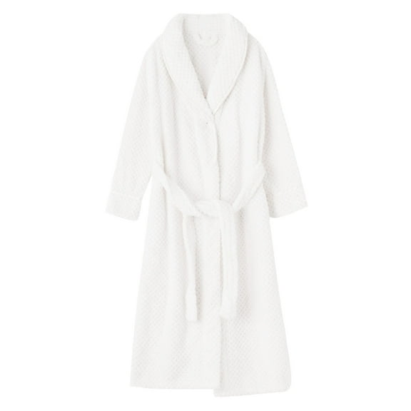 Penkiiy Womens Robe Long Kint Bathrobe Lightweight Soft Robes Ladies Bath Robe M White