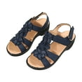 thumbnail image 1 of Penkiiy Womens Sandals Wedge Platform: Summer Ankle Strap Open Toe Wedge - Dressy Sandals Women - Comfortable Walking Low Sandal 37 Dark Blue, 1 of 9