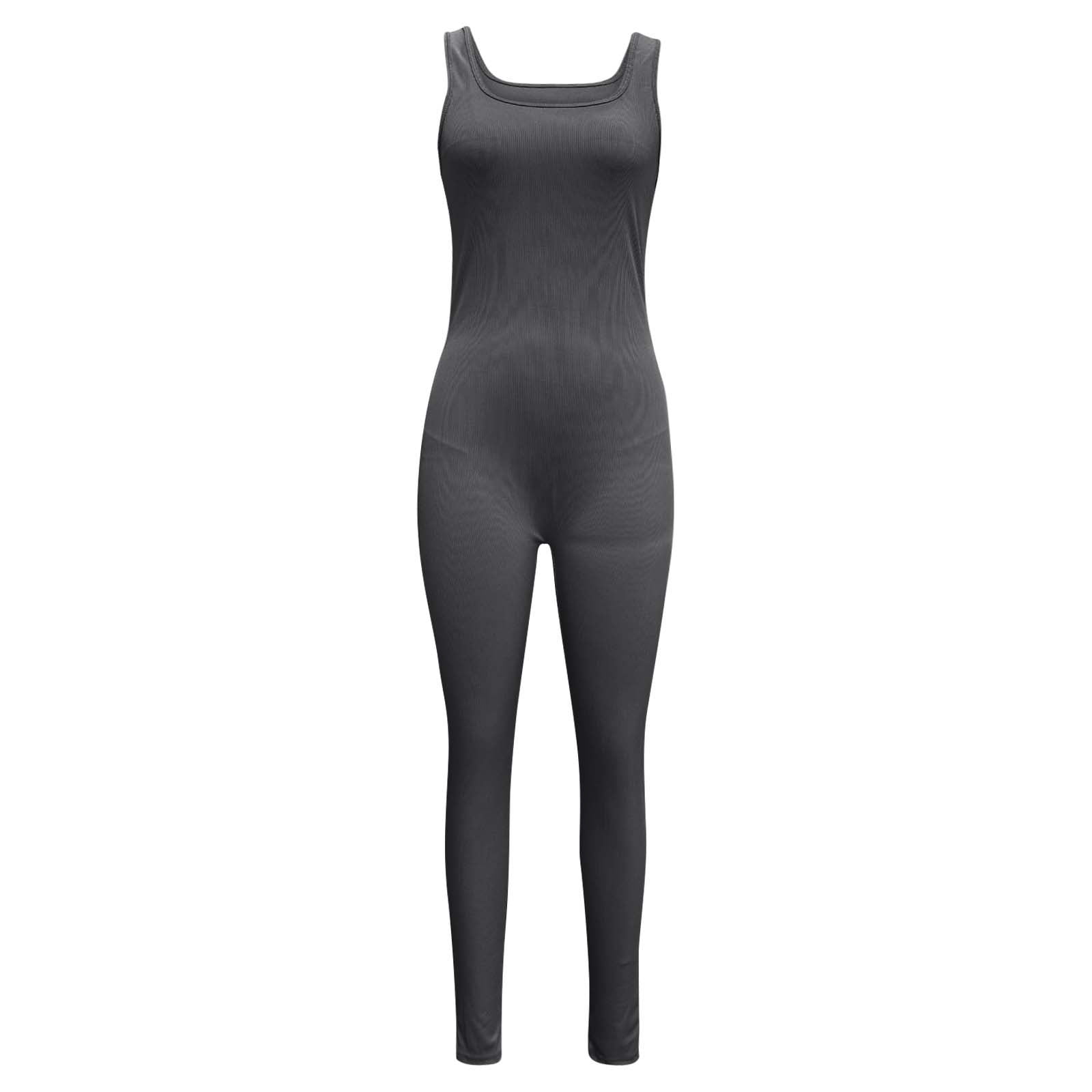 Jumpsuit for Women Ribbed One Piece Racerback Romper Bodycon Yoga Gym  Workout Jumpsuits Shorts Padded Sports Bra : : Clothing, Shoes &  Accessories