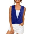 thumbnail image 1 of Penkiiy Womens Summer Casual Sleeveless Hide Belly Fat Banded Bottom Wrap Tops T-Shirts L Blue, 1 of 5