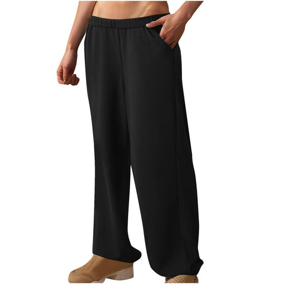 Penkiiy Womens Sweatpants Wide Leg Loose Pants High Waisted Drawstring Casual Baggy Lounge Yoga Pants with Pockets S Black