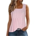 thumbnail image 1 of Penkiiy Womens Tank Tops Scoop Neck Eyelet Loose Fit Basic Tops Solid Color Causal Summer Sleeveless Shirts XL Pink, 1 of 6