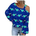thumbnail image 1 of Penkiiy Womens Valentine Day Sweatshirt Off-shoulder Shirt Graphic Long Sleeve Pullover Tops 2XL Dark Blue, 1 of 5