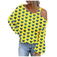 thumbnail image 1 of Penkiiy Womens Valentine Day Sweatshirt Off-shoulder Shirt Graphic Long Sleeve Pullover Tops S Yellow, 1 of 5