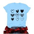 thumbnail image 1 of Penkiiy Womens Valentine's Day Graphic Tees Short Sleeve Heart Printed Shirts Blouse Tops L Sky Blue, 1 of 4