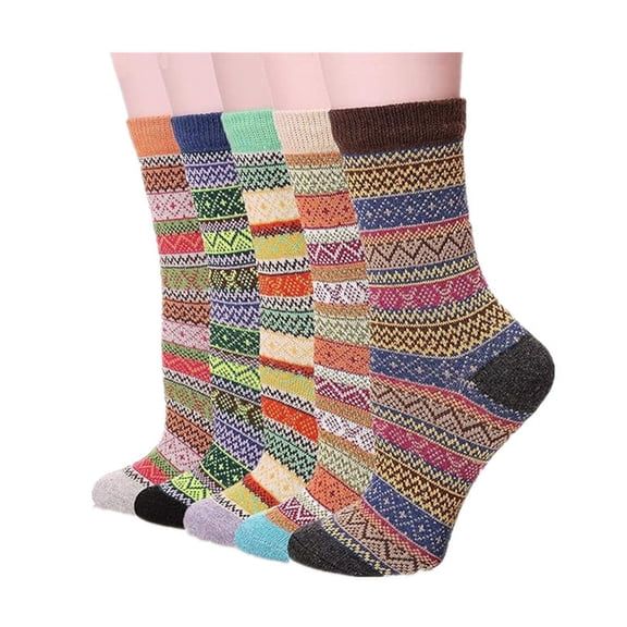 Penkiiy Womens Wool Socks 5 Pairs Winter Warm Socks Thick Knit Wool Soft Vintage Casual Crew Socks Gifts for Women Men Camouflage
