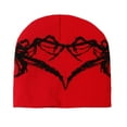 thumbnail image 1 of Penkiiy Y2K Gothic Spider Pattern Knit Hat Women Slouchy Knitted Beanie Men Winter Warm Skull Cap Red, 1 of 3