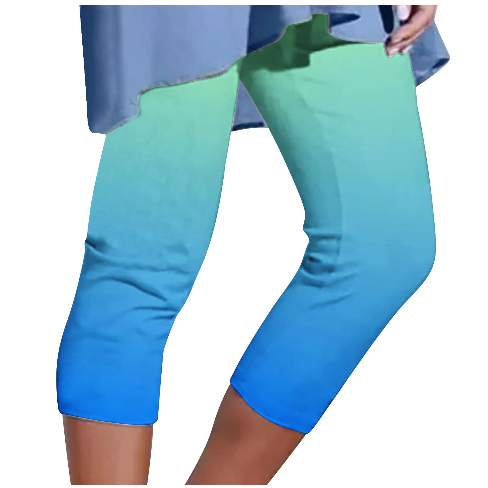 Green Auspicious Cloud Waves Print Gym Leggings Women's Yoga Pants
