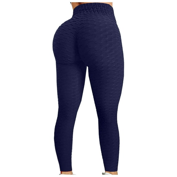 Penkiiy Yoga Pants for Women High Waist Compression Pants Workout Leggings with Pockets Running Gym Soft Slim S Navy