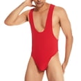 thumbnail image 1 of Penkiiy ny Sexy One-piece Bikini Men's One-piece Rib Underwear Underwear With Waist Sexy Underwear for Men for Valentine XL Red On Clearance, 1 of 1