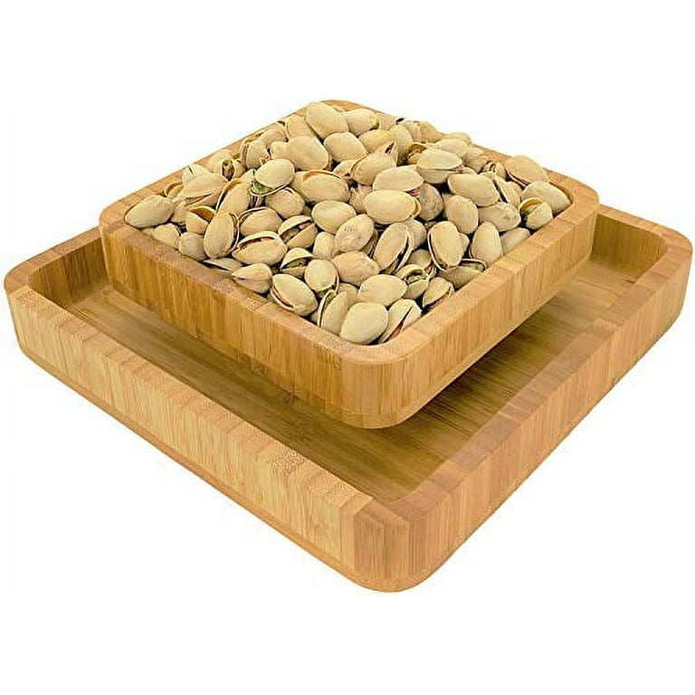 Wowly Pistachio Bowl - Double Dish Nut Bowl with Pistachios Shell Storage - Green