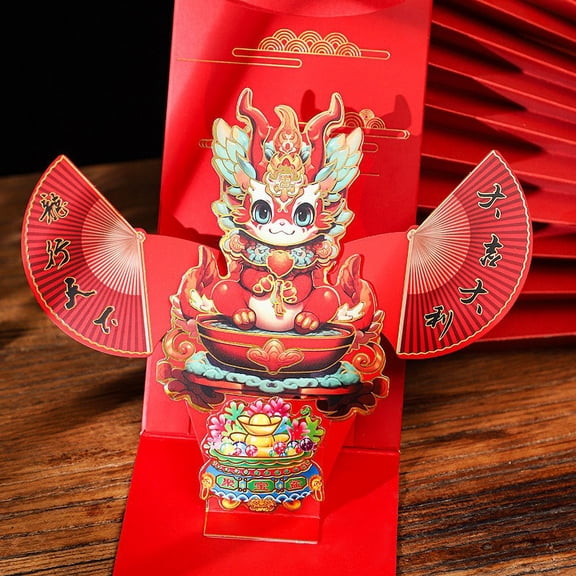 Penmahua 3D Luck Money Red Envelope For Chinese New Year Spring Festival Gift Money Holder Paper Material Pulling Design Style B