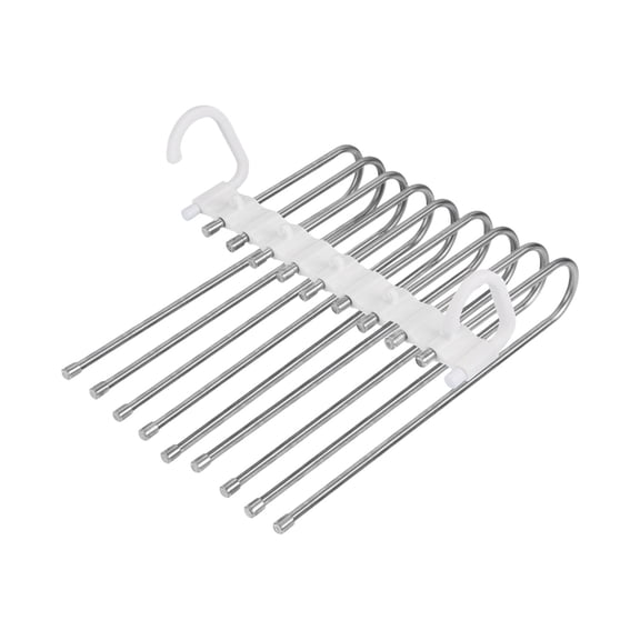 Penmahua 9 Bar Adjustable Foldable Pants Hanger Stainless Steel Clothes Organizer For Closet 13.1X9.5X6.2 Inches Silver