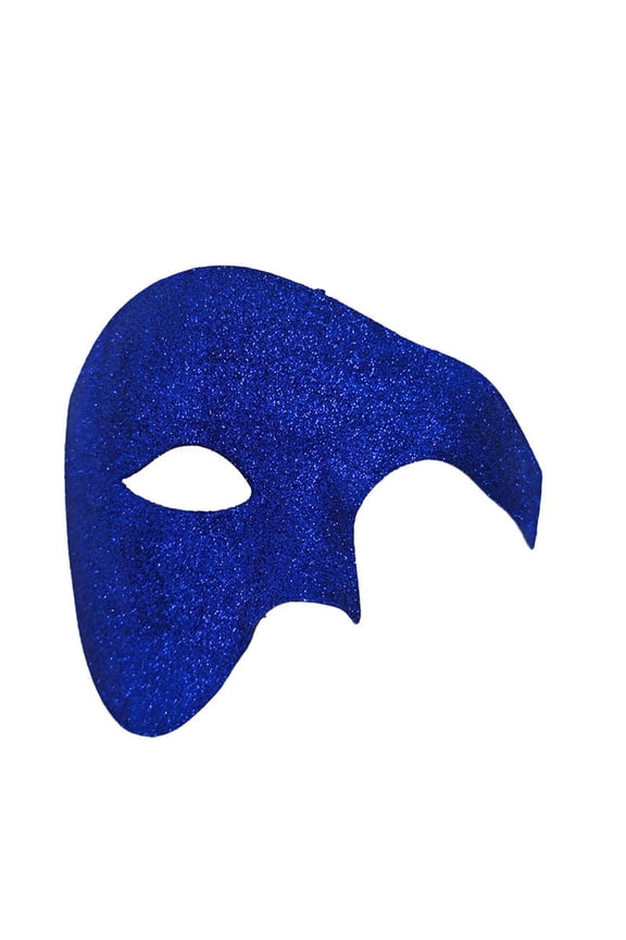 Blue Large Half Face Mask For Formal Events Carnival Party Feather Decor Nylon Spandex Material Adjustable Strap Free Size 5.12In Height