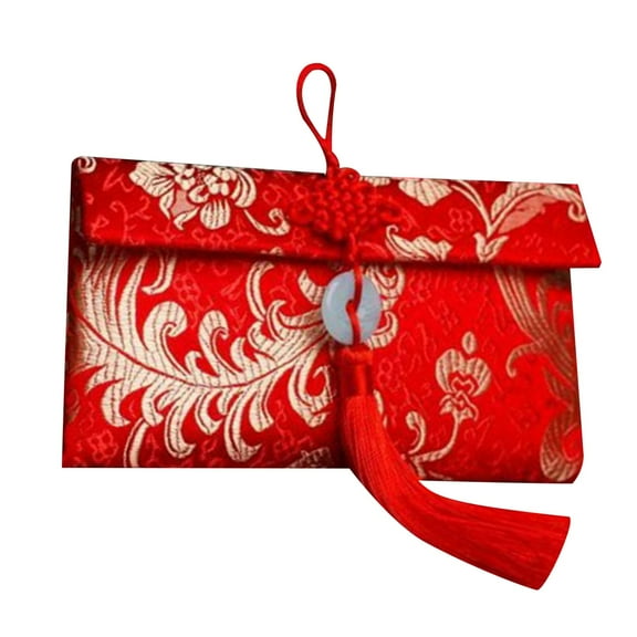 Penmahua Brocade Fabric Red Envelope For New Year 2026 Chinese Knot Design Luck Money Includes 1 Envelope Nylon Spandex Material Festive And Decorative