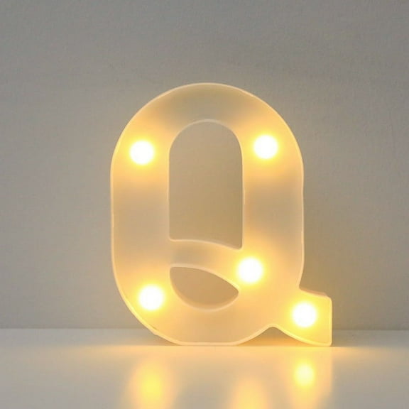Penmahua Christmas Alphabet Led Lights Plastic Letter Decor For Room Wall Window Holiday Party Decoration Battery Powered Letter Q Christmas Alphabet Lights Q