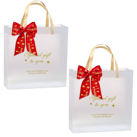 Penmahua Christmas Transparent Hand-Held Gift Bag Clear Plastic Christmas Eve Apples Gift Box Candy Bag Creative Souvenir Hand Bag Size 5.90X5.31X2.75 Inches Party Favor