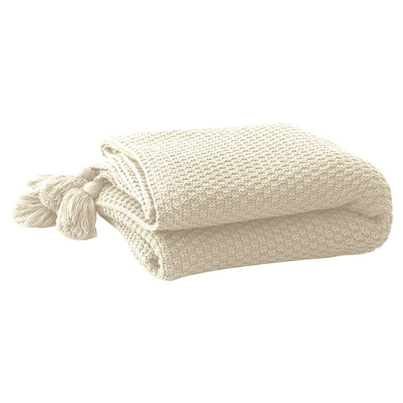 Penmahua Cozy Sofa Throw Blanket Beige Knitted Woolen Plaid For Office Nap Air Conditioning 70X100Cm/27.6X39.4In 1Pc