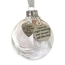 Penmahua Dad Memorial Feather Christmas Ball Ornament For Tree Decoration 3.15 Inches In Size Plastic Material Holiday Decor Memorial Gift Christmas Ornament A