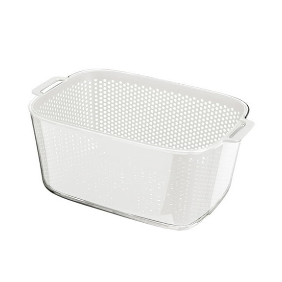 Penmahua Double Layer Drains Basket With Cover Colander For Washing Vegetables Fruit Pasta Plastic Storage Container With Handles 13.6X9X5.9 Inches