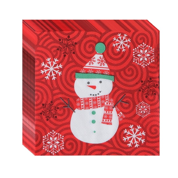 Penmahua Festive Paper Napkins For Christmas Table Decor Disposable And Absorbent Red Color 6.5 X 6.5 Inches 20-Pack Holiday Napkins A