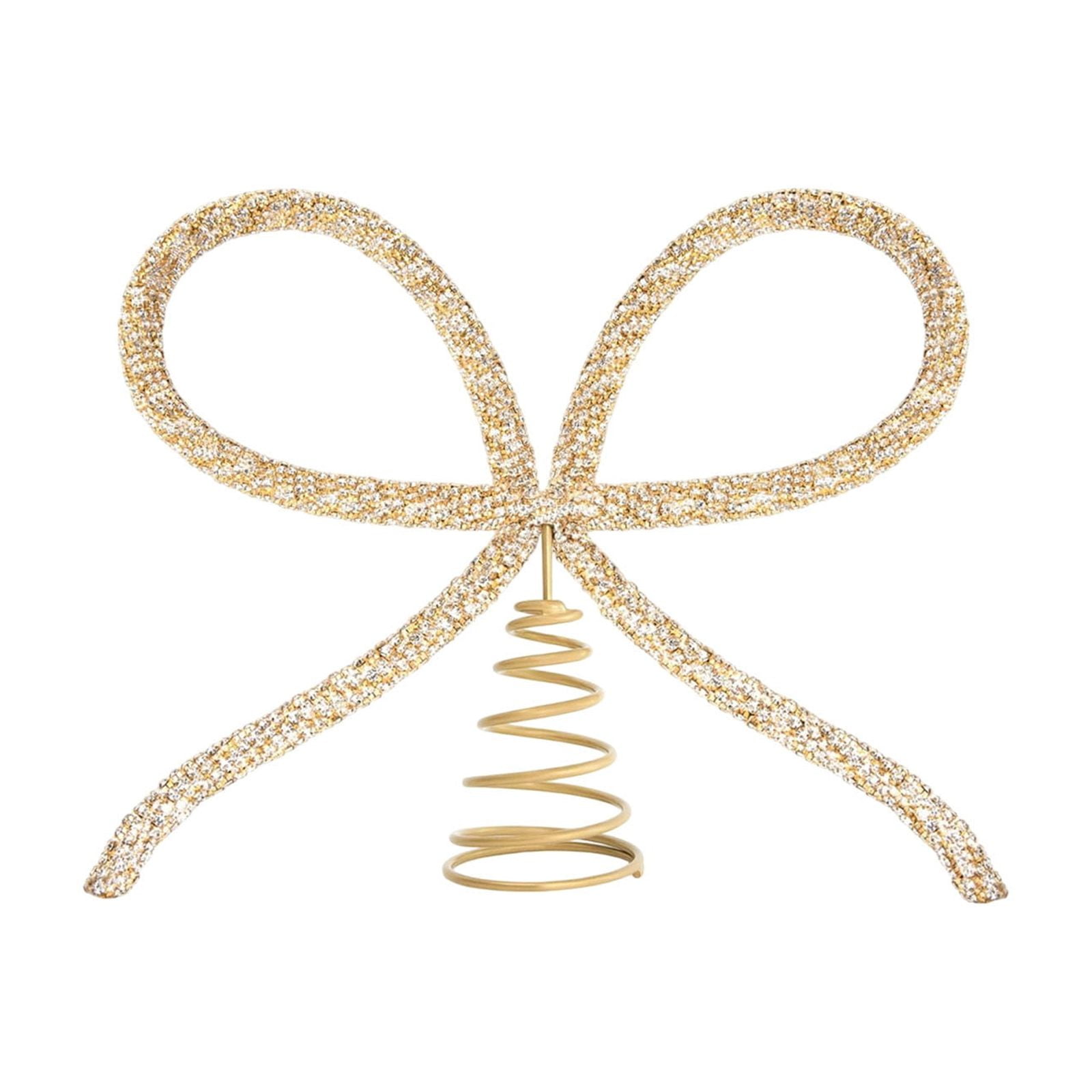 Penmahua Gold Metal Rhinestone Bow Christmas Tree Topper Elegant Decor ...