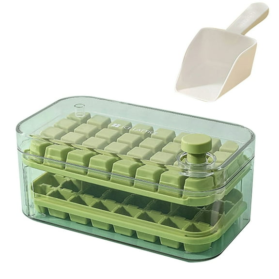 Penmahua Green Food Grade Ice Box With One Click Easy Demolding Ice Maker 64 Cube Double Layer Bpa Free Plastic Container