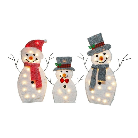 Penmahua Illuminated Christmas Snowman Family Outdoor Scene Decoration For Yard Garden - Three-Piece Set Luminous Effect Durable Acrylic Build Snowman Decoration