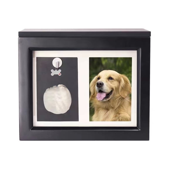 Penmahua Pet Urn For Ashes Memorial Box With Paw Print Kit And Photo Album Wooden Storage Box For Dog Remembrance 9.44X7.08 Inches 2.42 Pounds