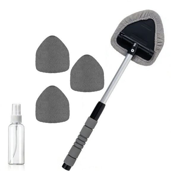 Penmahua Plastic Car Windscreen Cleaner Brush Kit Extendable Handle 180 Rotating Head With 4 Washable Pads And Spray Bottle 28X15X3Cm/11X5.9X1.2In