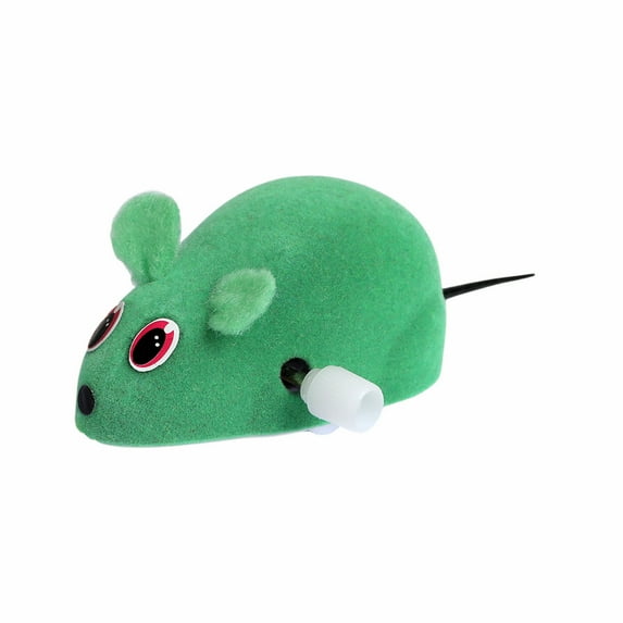 Penmahua Plush Simulation Mouse Cat Toy With Wind Up Clockwork Movement Flocking Material For Kittens And Cats Interactive Play Toy For Boredom Relief Green