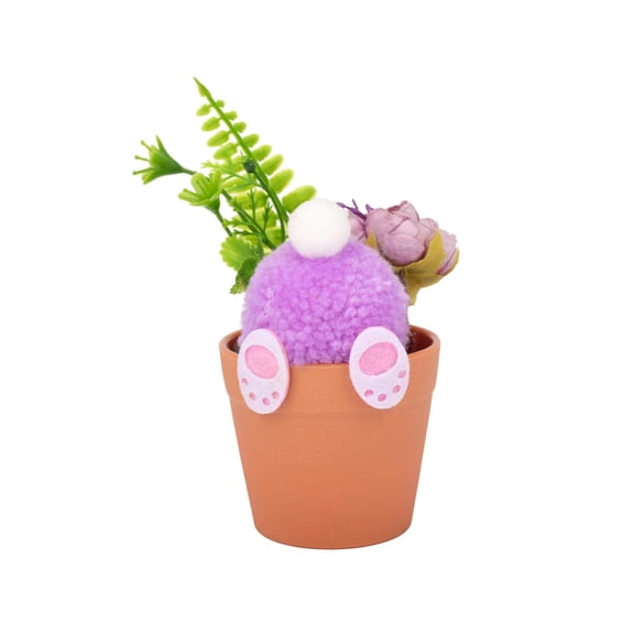 Penmahua Purple Easter Bunny Mini Flower Pot Ornament Plastic Succulent Planter 5.11X2.75 Inch Spring Tray Table Decor