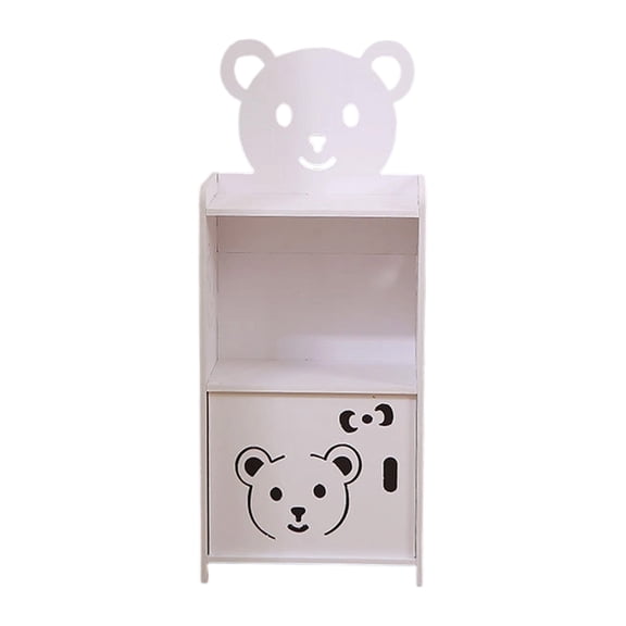 Penmahua Pvc Hollowed Out Bear Nightstand Freestanding Bedside Cabinet For Bedroom Dormitory Rental Storage Tiered Carved Cabinet White Pvc 22.83 Inches