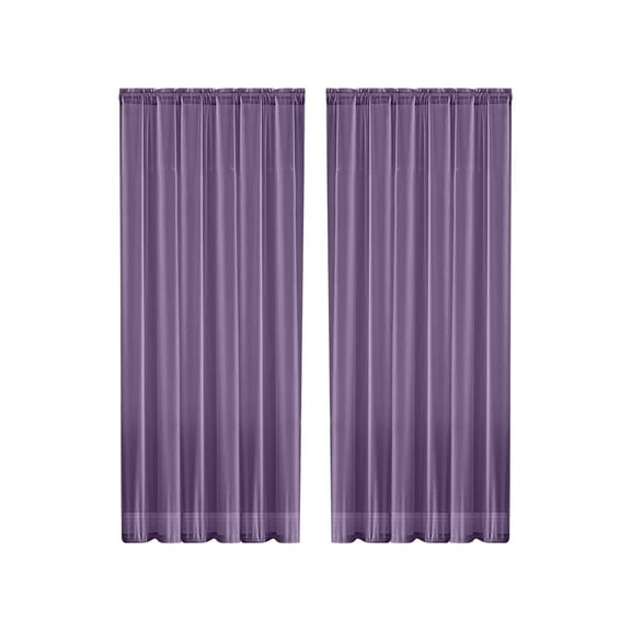 Penmahua Semi-Sheer Curtain Solid-Color Double-String Polyester Sheers Rod-Pocket Purple 213X132Cm 83.86X51.97In